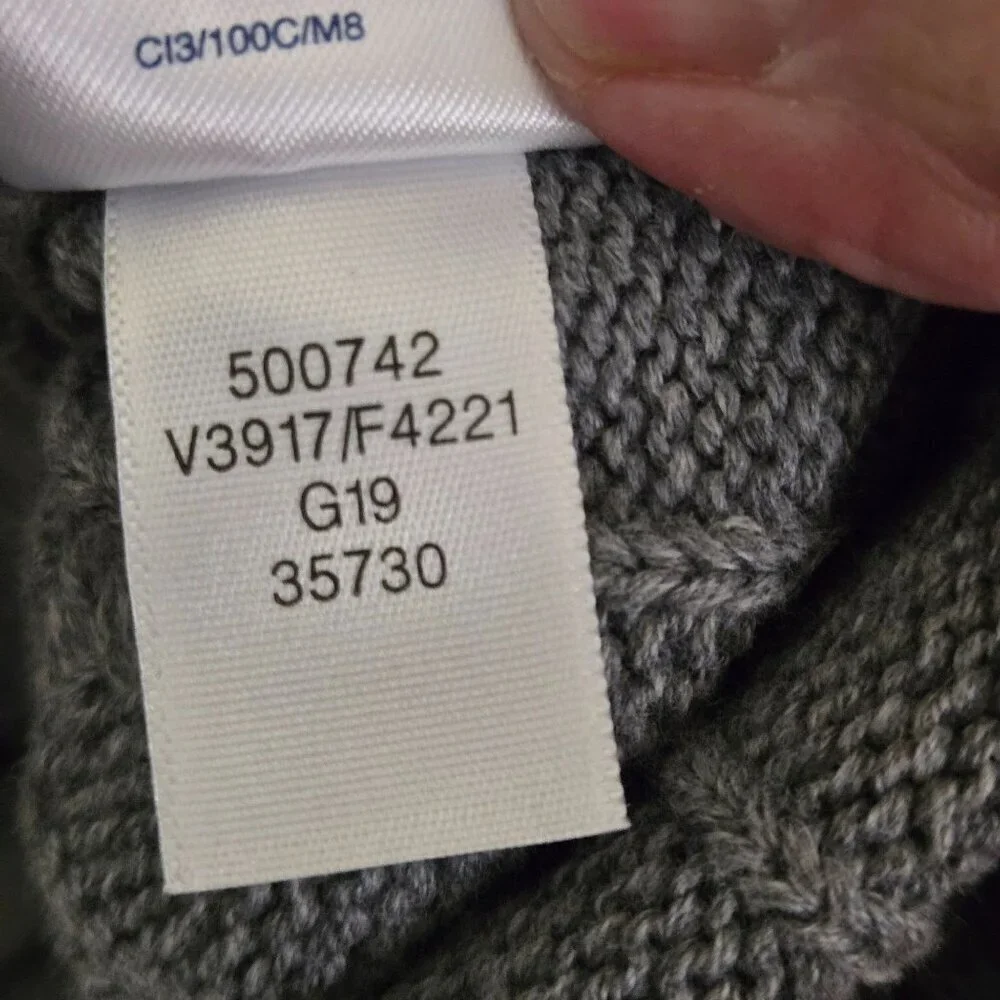 Lands' End Drifter Sweater Gray CableKnit 100% Cotton All Season Classic Size XL